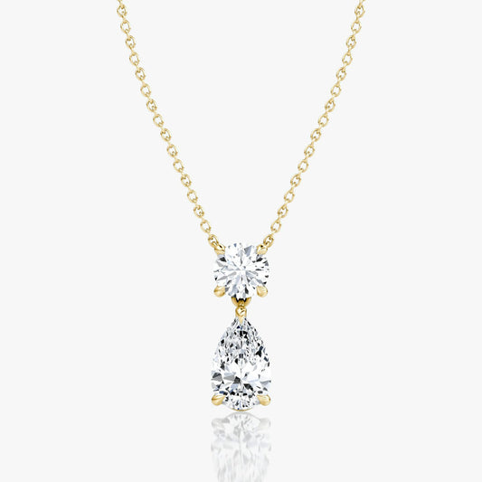 Round and Pear Signature Duo Drop Necklace
