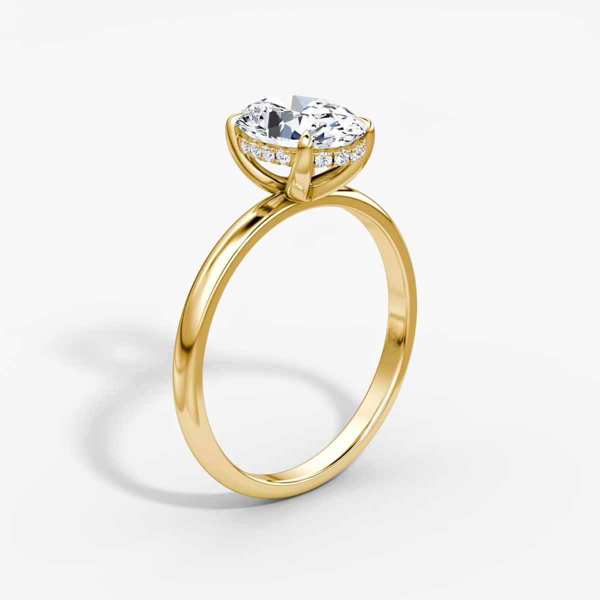 The Classic Hidden Halo Oval Engagement Ring in Plain Standard Band