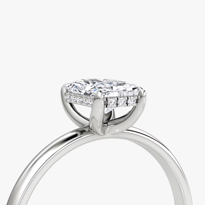The Classic Hidden Halo Radiant Engagement Ring in Plain Large Band