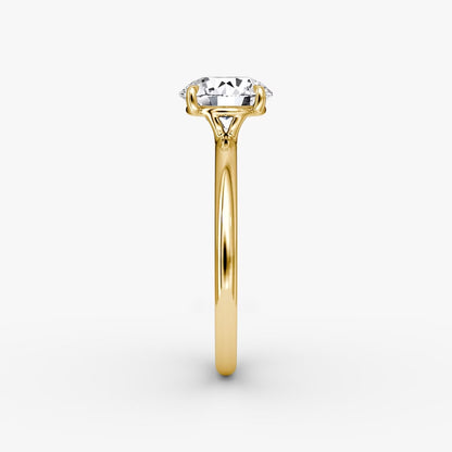 The Signature Round Brilliant Engagement Ring in Plain Standard Band and Plain Setting Style