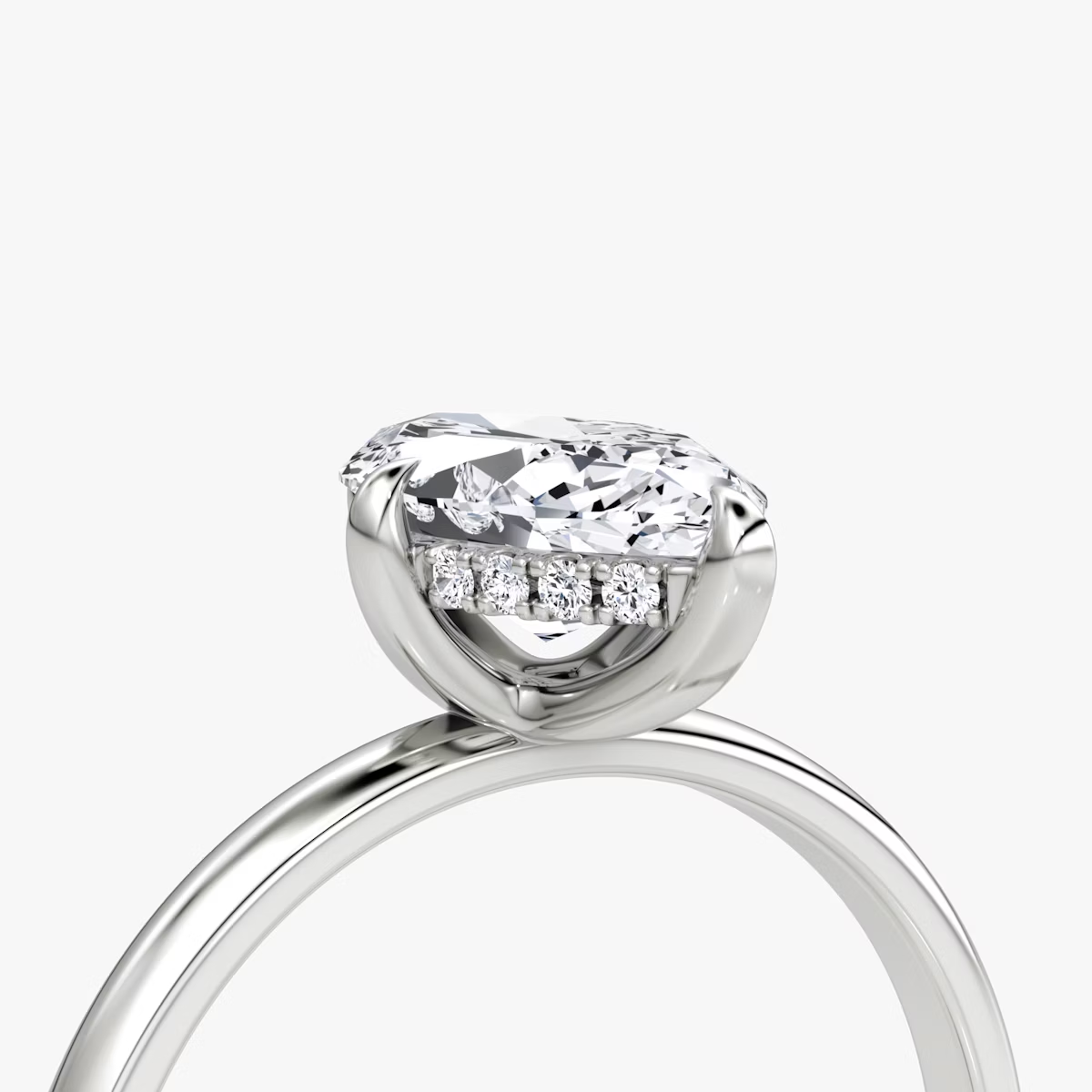 The Classic Hidden Halo Marquise Engagement Ring in Plain Large Band