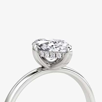 The Classic Hidden Halo Marquise Engagement Ring in Plain Large Band