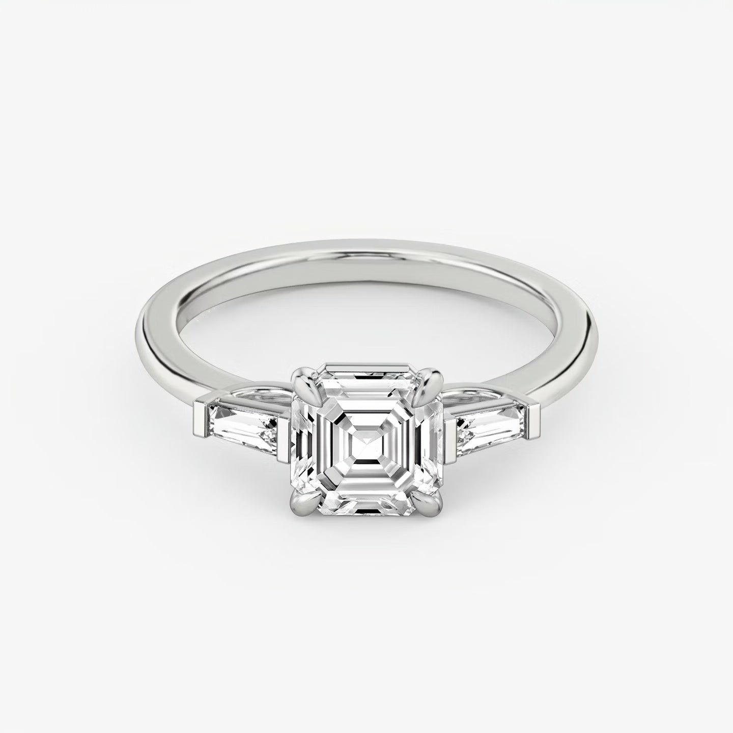 Three Stone Engagement Ring Plain in Asscher