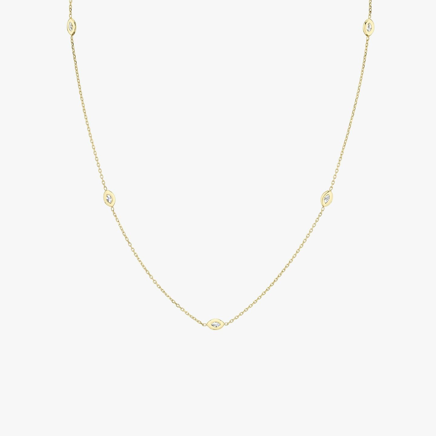 Marquise Knife Edge Bezel Station Necklace