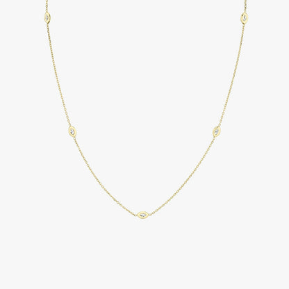 Marquise Knife Edge Bezel Station Necklace