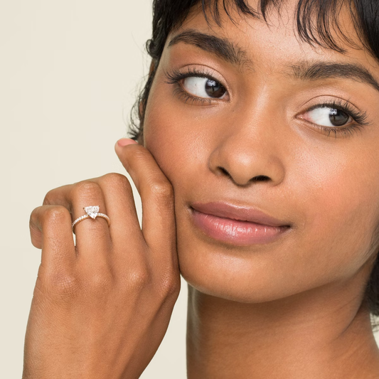 The Signature Trillion Engagement Ring in Pave Standard Band