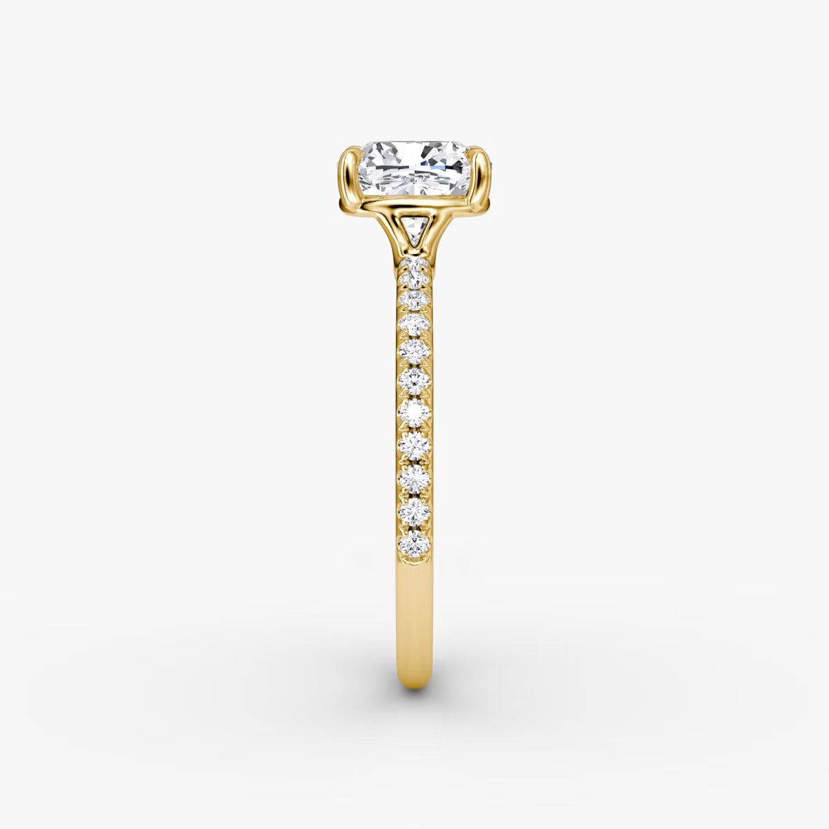 The Signature  Cushion Engagement Ring in Pave Standard Band