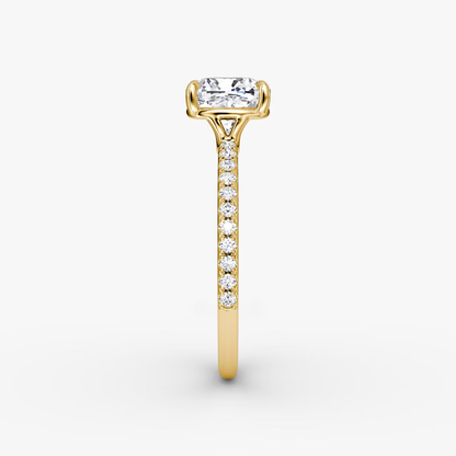 The Signature  Cushion Engagement Ring in Pave Standard Band