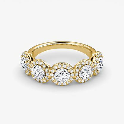 Round Five Stone Halo Band