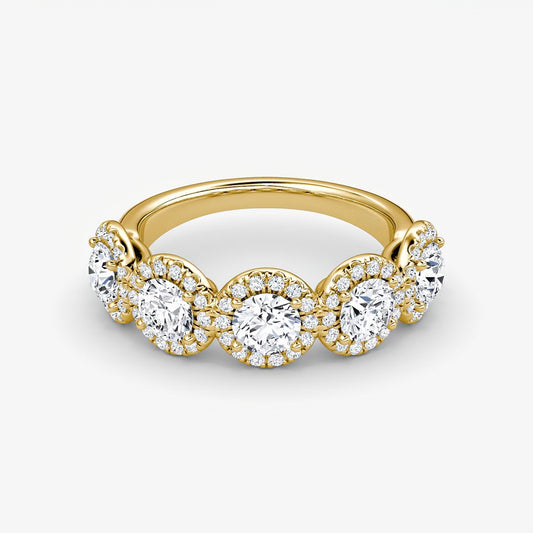 Round Five Stone Halo Band