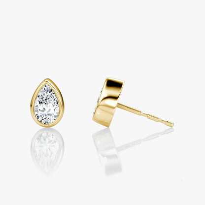 Pear Bezel Solitaire Stud