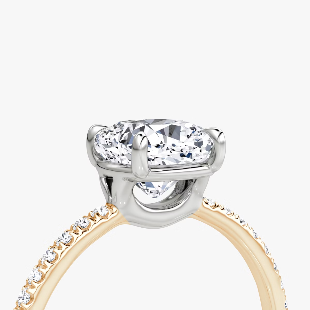 The Signature  Cushion Engagement Ring in Pave Standard Band