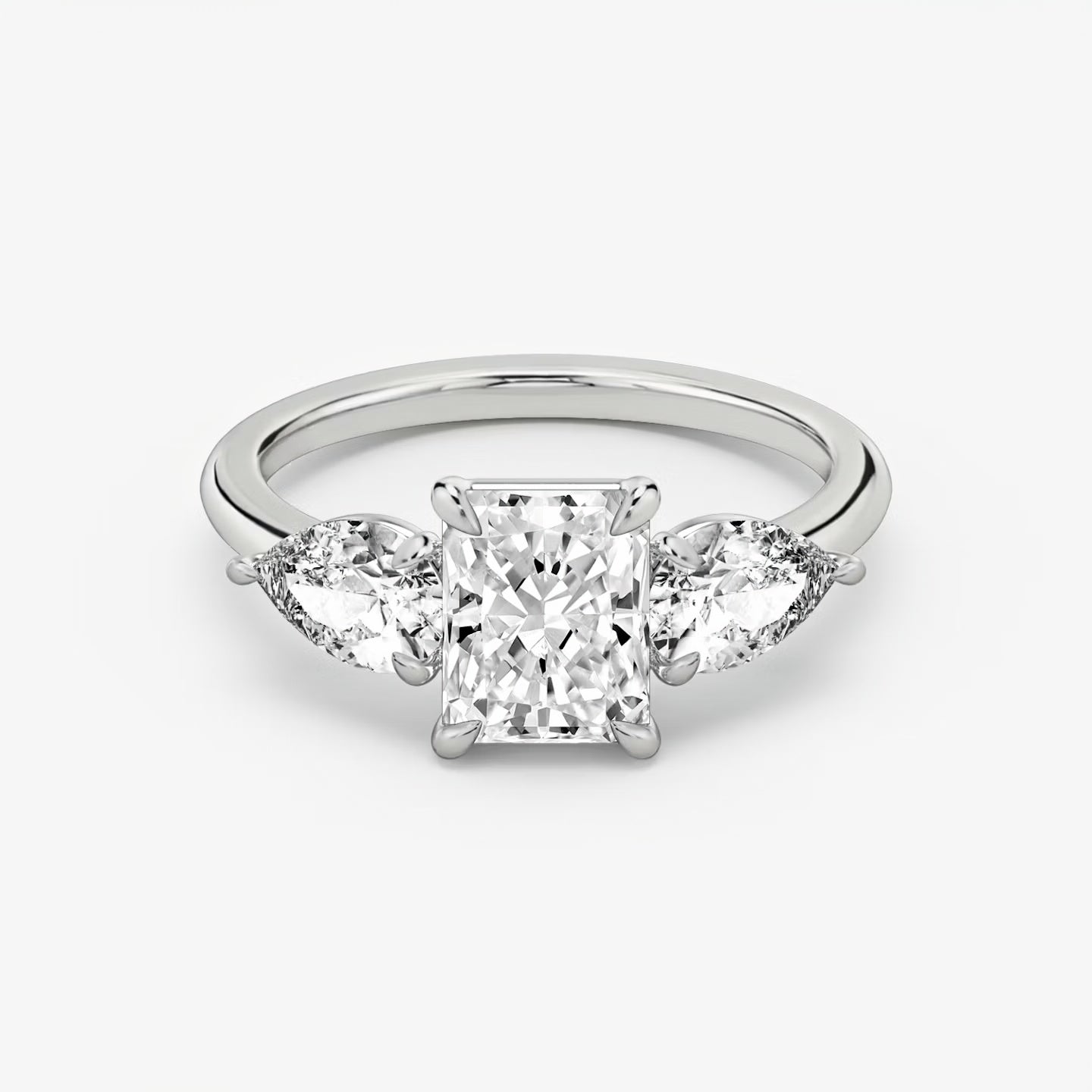 Three Stone Engagement Ring Plain in Radiant
