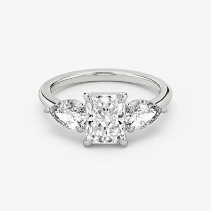 Three Stone Engagement Ring Plain in Radiant