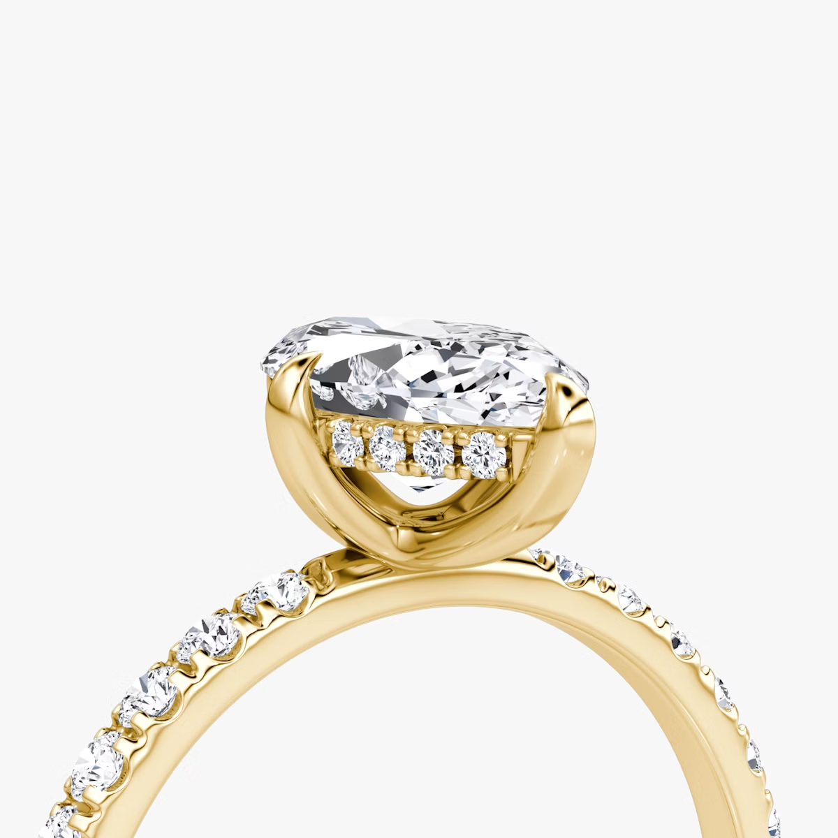 The Classic Hidden Halo Marquise Engagement Ring in Pave Standard Band