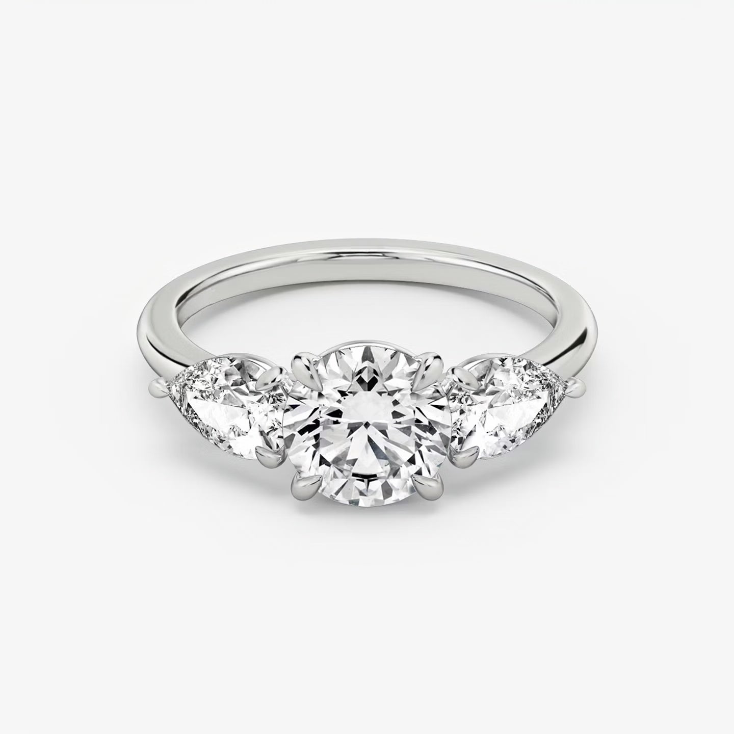 Three Stone Engagement Ring Plain in Round Brilliant