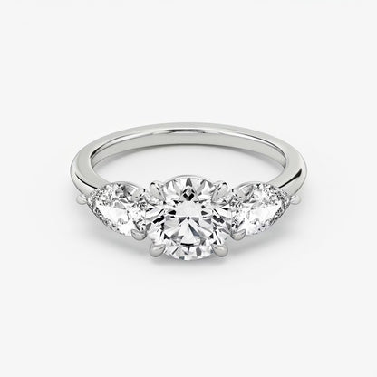 Three Stone Engagement Ring Plain in Round Brilliant
