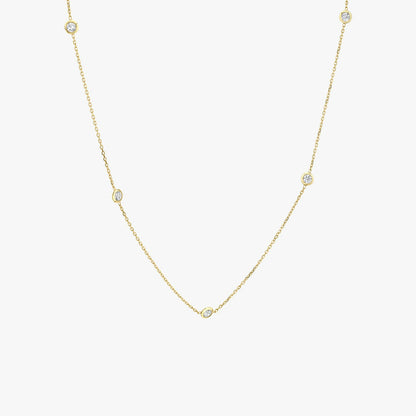 Round Knife Edge Bezel Station Necklace