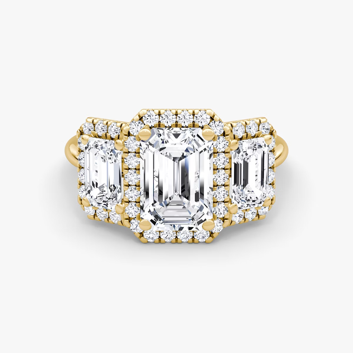 Emerald Three Stone Halo Band