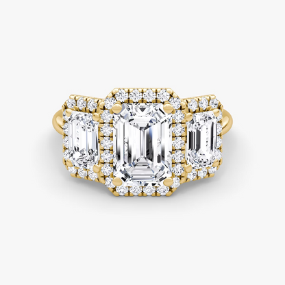 Emerald Three Stone Halo Band