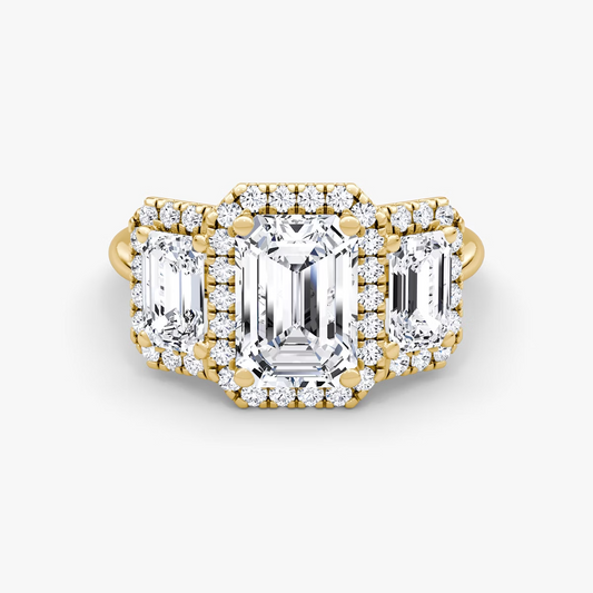 Emerald Three Stone Halo Band
