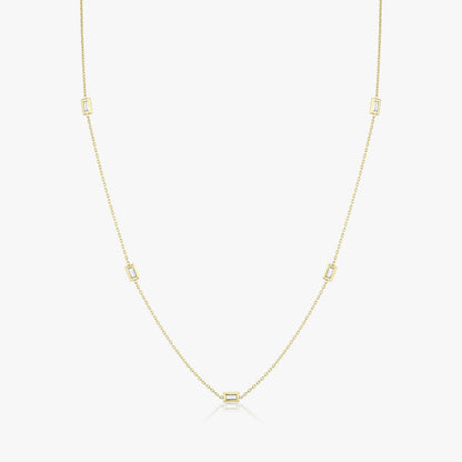 Baguette Knife Edge Bezel Station Necklace