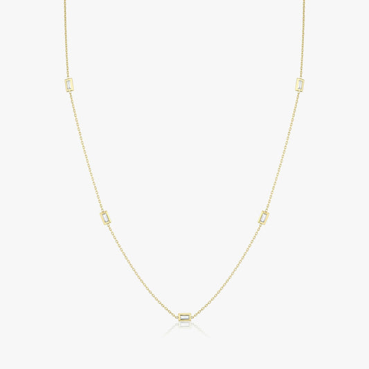 Baguette Knife Edge Bezel Station Necklace