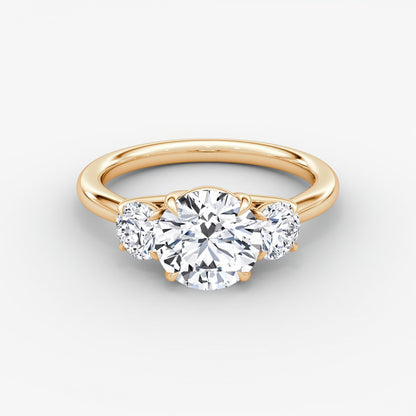 Trellis Three Stone Round Plain Engagement Ring
