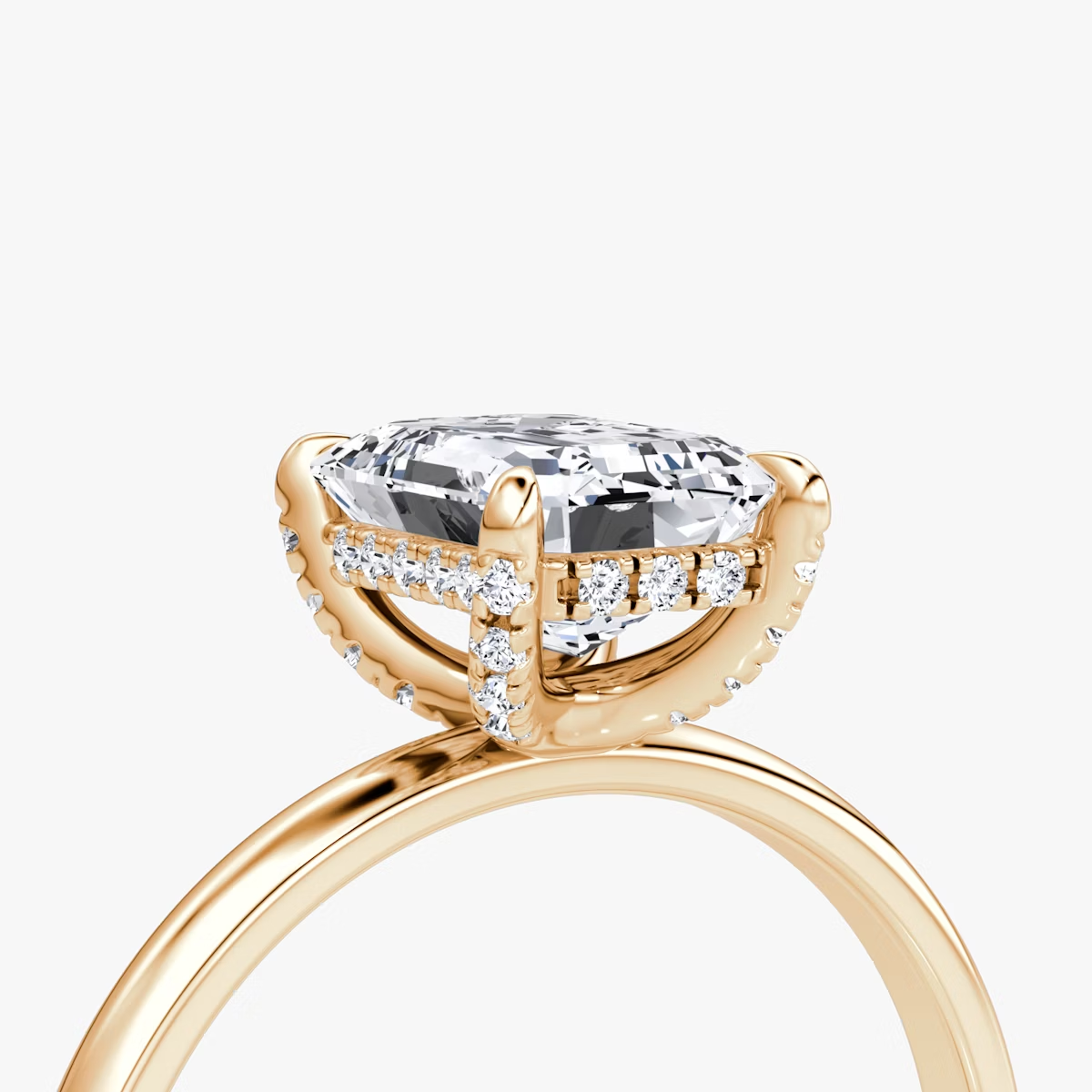 The Classic Hidden Halo Radiant Engagement Ring in Plain Large Band