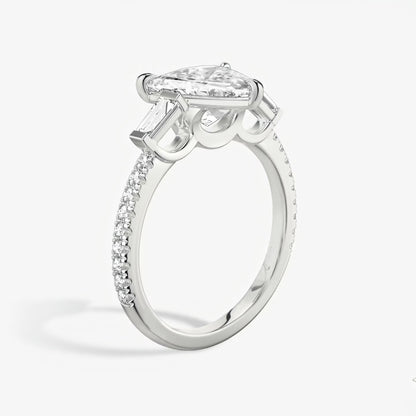 Three Stone Engagement Ring Pave in Trillion