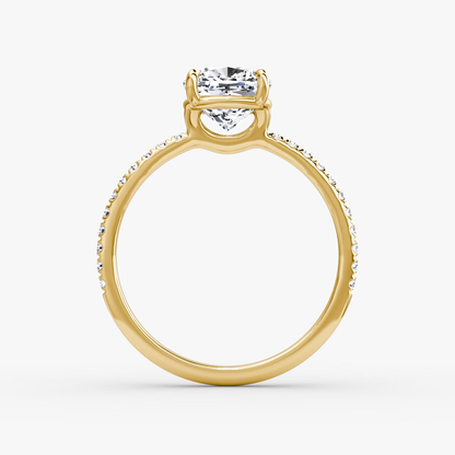 The Signature  Cushion Engagement Ring in Pave Standard Band