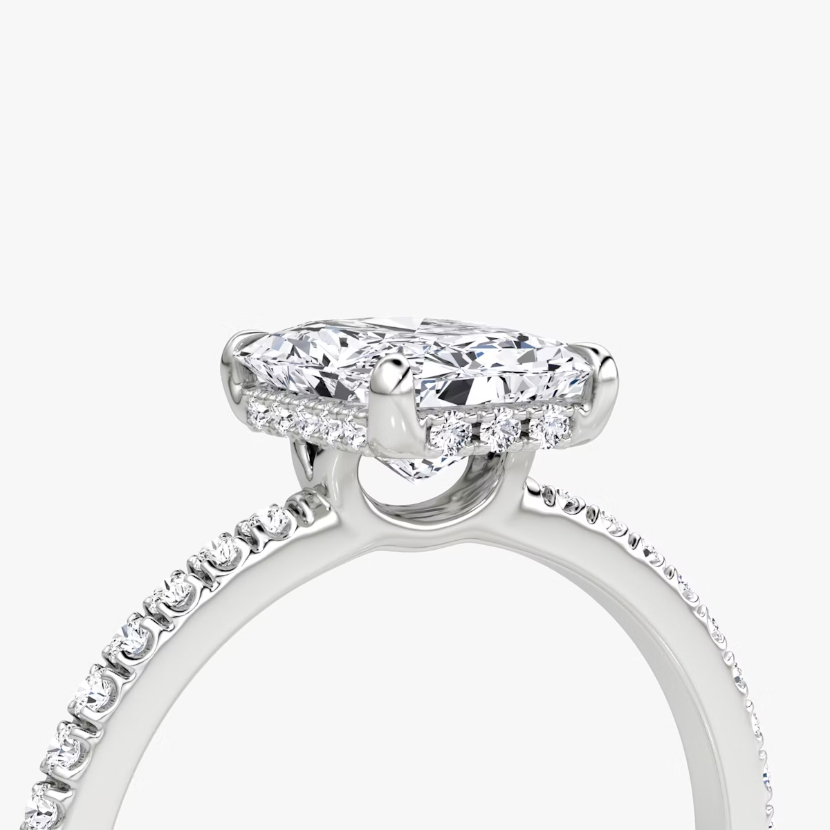 The Signature  Radiant Engagement Ring in Pave Standard Band