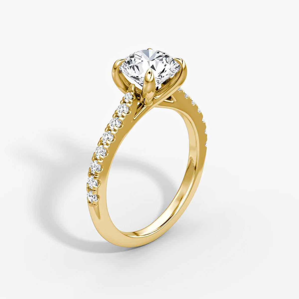 Trellis Cathedral Round Pave Engagement Ring