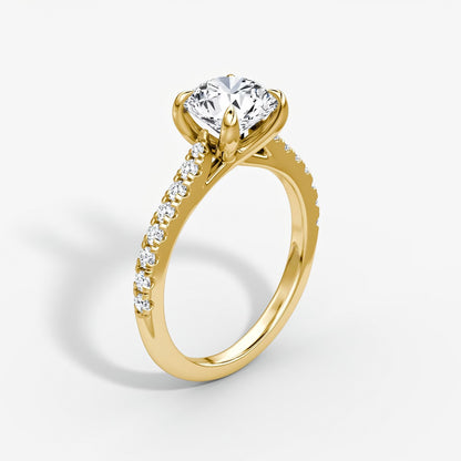 Trellis Cathedral Round Pave Engagement Ring