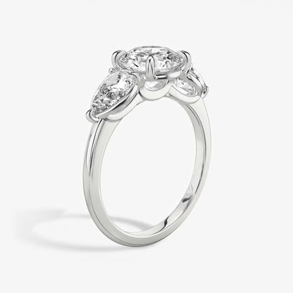 Three Stone Engagement Ring Plain in Round Brilliant