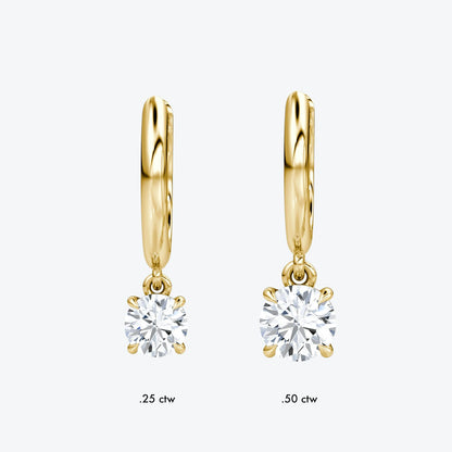 Solitaire Plain Drop Huggie Hoop