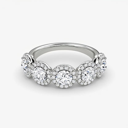 Round Five Stone Halo Band