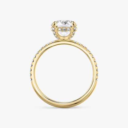 The Classic Hidden Halo Round Brilliant Engagement Ring in Pave Large Band and Pave Prong