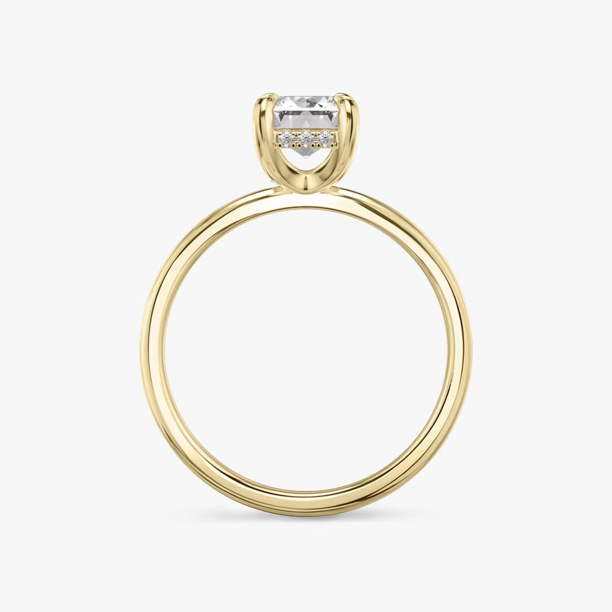 The Classic Hidden Halo Emerald Engagement Ring in Plain Large Band