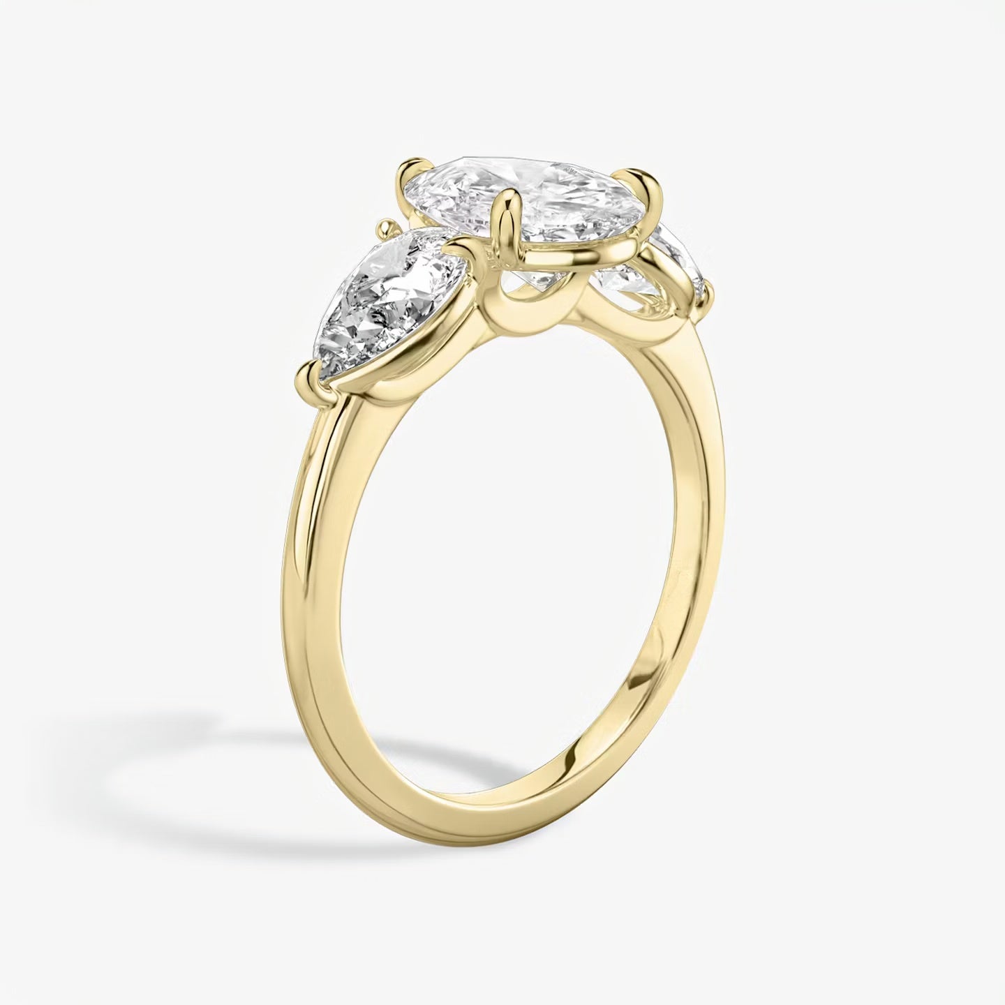 Three Stone Engagement Ring Plain in Pear