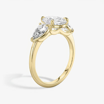 Three Stone Engagement Ring Plain in Pear