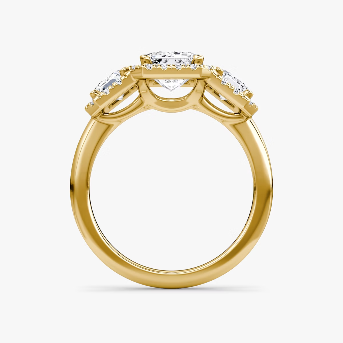 Emerald Three Stone Halo Band
