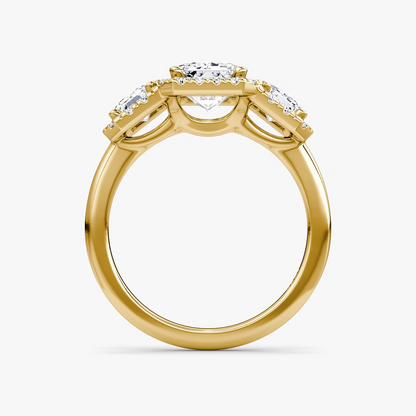Emerald Three Stone Halo Band