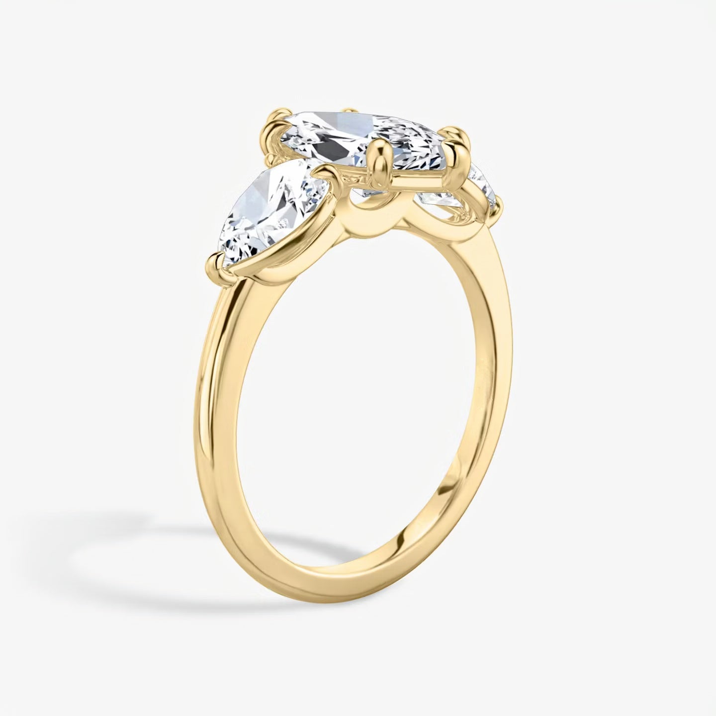 Three Stone Engagement Ring Plain in Marquise