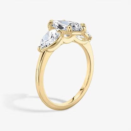 Three Stone Engagement Ring Plain in Marquise