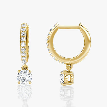 Solitaire Pavé Drop Huggie Hoop
