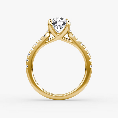 Trellis Cathedral Round Pave Engagement Ring