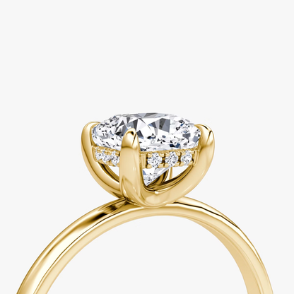The Classic Hidden Halo Cushion Engagement Ring in Plain Large Band