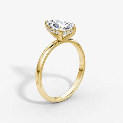The Classic Hidden Halo Pear Engagement Ring in Plain Standard Band