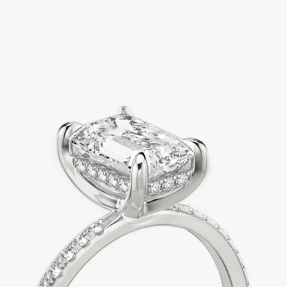The Classic Hidden Halo Emerald Engagement Ring in Pave Large Band